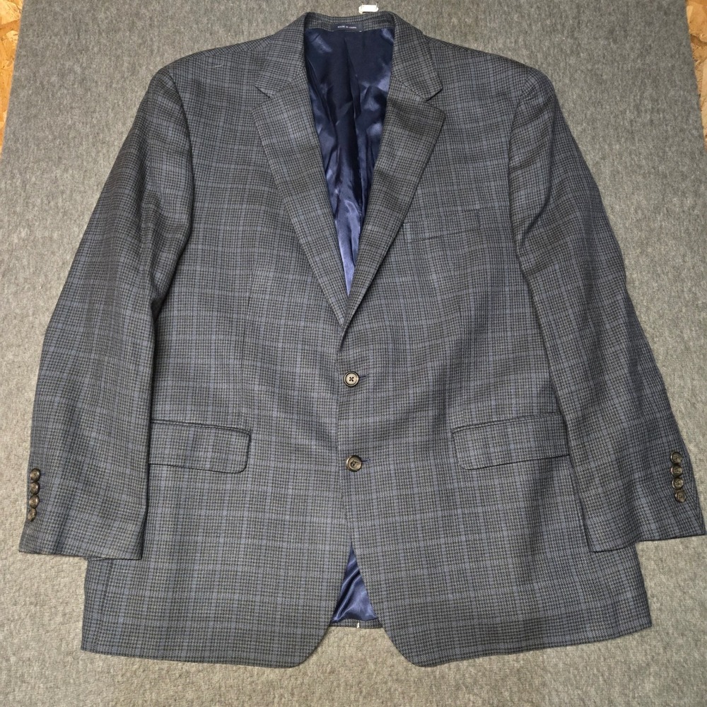 Polo Ralph Lauren Blazer Mens 48R Blue Plaid Silk Wool 2 Button Sport Coat